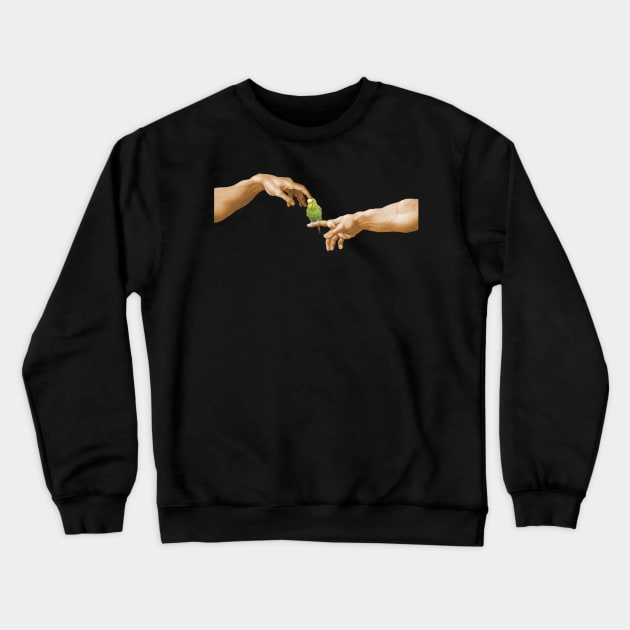 scritching a budgie Crewneck Sweatshirt by FandomizedRose